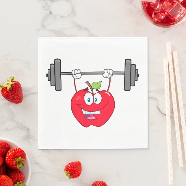 Serviette En Papier Pomme Poids de levage Fitness Caractère de fruits (Créateur téléchargé)