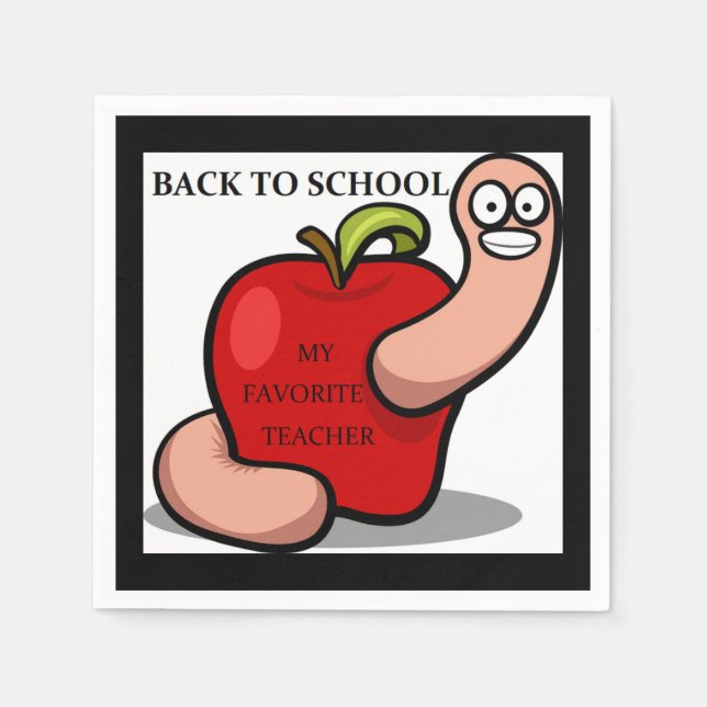 SERVIETTE EN PAPIER POMME "RETOUR À L'ÉCOLE" (Devant)