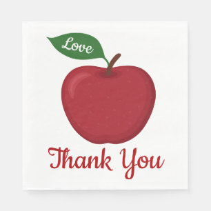Serviette En Papier Pomme rouge de Bourgogne Merci Fête de mariage Cam