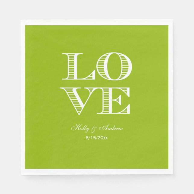 Serviette En Papier Pomme verte, blanc AMOUR Napkins (Devant)