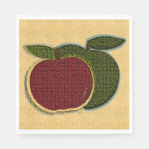 Serviette En Papier Pommes à fruits texturées Rouge Vert Or