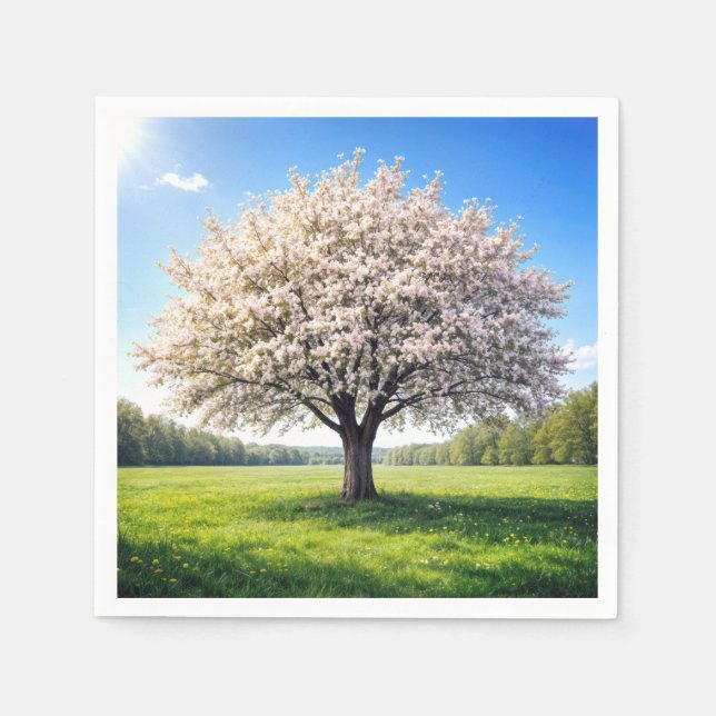Serviette En Papier Pommier en fleurs de printemps (Devant)