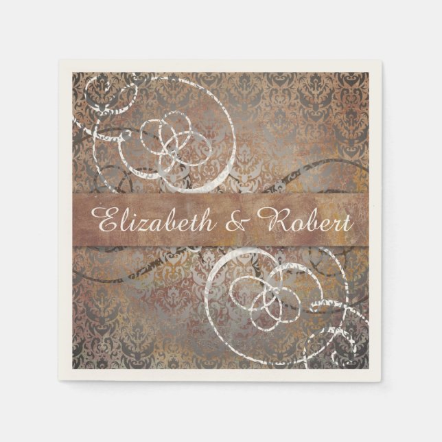 Serviette En Papier Pompei Damask Élégant Mariage d'antiquité toscan (Devant)