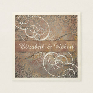 Serviette En Papier Pompei Damask Élégant Mariage d'antiquité toscan