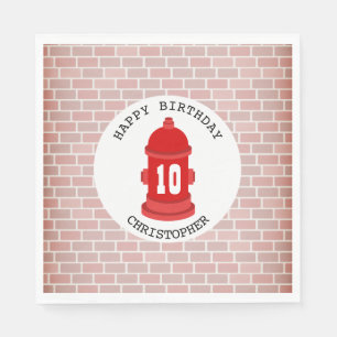 Serviette En Papier Pompier Hydrant + Briques Pompier Fête d'annivers