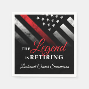 Serviette En Papier Pompier Retraite Ligne Rouge Flag Flaman