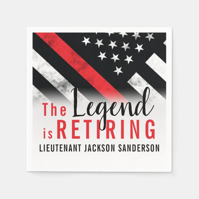 Serviette En Papier Pompier Retraite Ligne Rouge Flag Flaman (Devant)