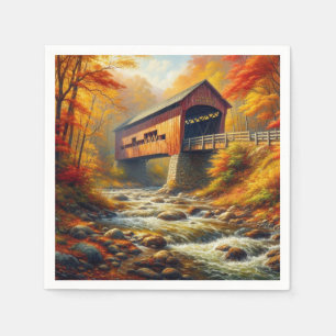 Serviette En Papier pont couvert d'automne classique