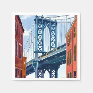 Serviette En Papier Pont de Manhattan New York City Peinture