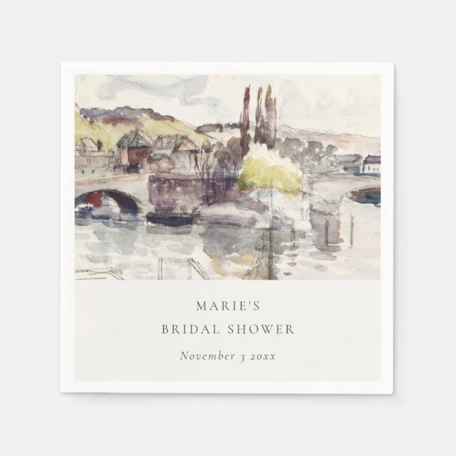 Serviette En Papier Pont rustique de campagne Rivière Baptême de maria (Devant)