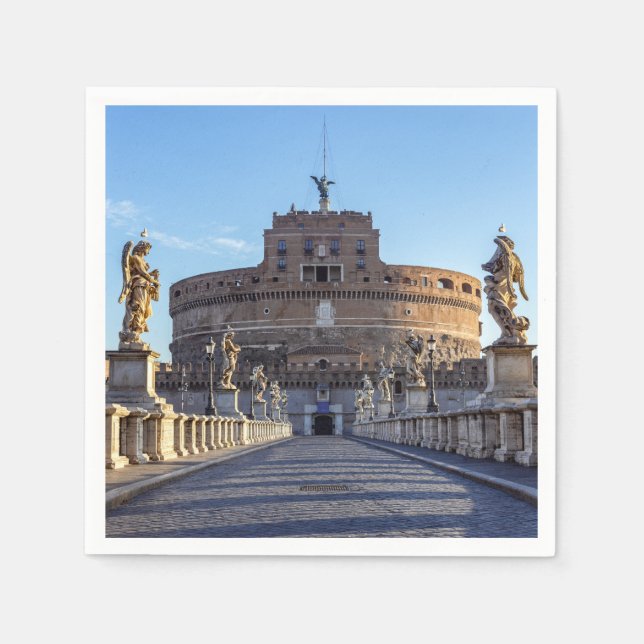 Serviette En Papier Ponte Sant'Angelo vide à l'aube - Rome, Italie (Devant)