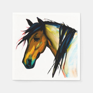 Serviette En Papier Pony sauvage Cheval aquarelle