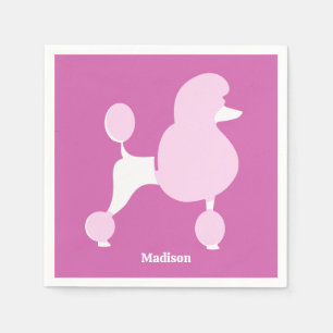 Serviette En Papier Poodé rose de texte personnalisé