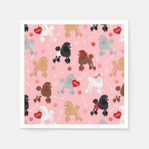 Serviette En Papier Poodle Valentine Motif