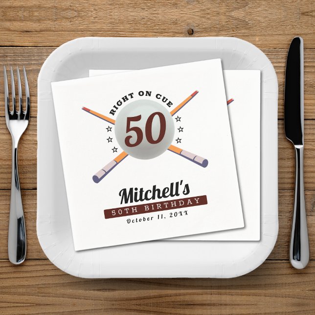 Serviette En Papier Pool Billard 50e anniversaire fête (Pool Billiards 50th Birthday Party Napkins
)