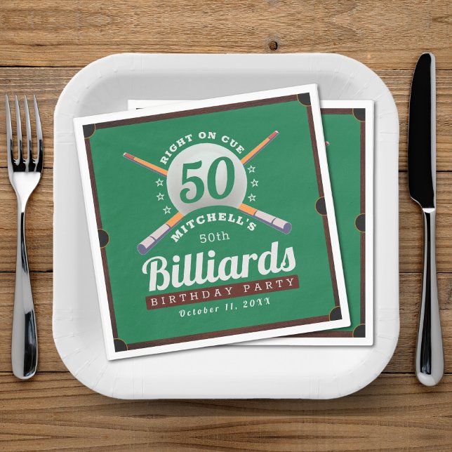 Serviette En Papier Pool Billard 50e anniversaire fête (Pool Billiards 50th Birthday Party Napkins
)