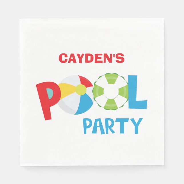 Serviette En Papier Pool Party Boy Anniversaire (Devant)
