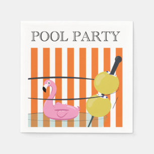 Serviette En Papier Pool Party Flamant rose flottante Cocktail serviet