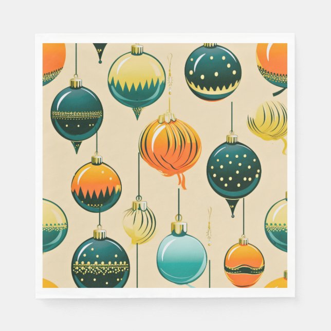 Serviette En Papier Pop Art Christmas Baubles (Devant)