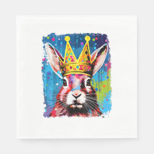 Serviette En Papier Pop Art Coloré Lapin Lapin King Queen