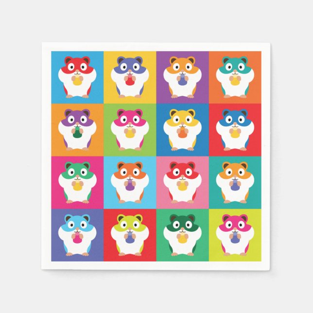 Serviette En Papier Pop Art Hamsters Napkins (Devant)