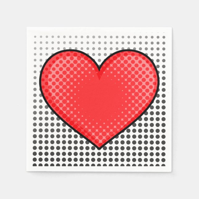 Serviette En Papier Pop Art Heart (Devant)