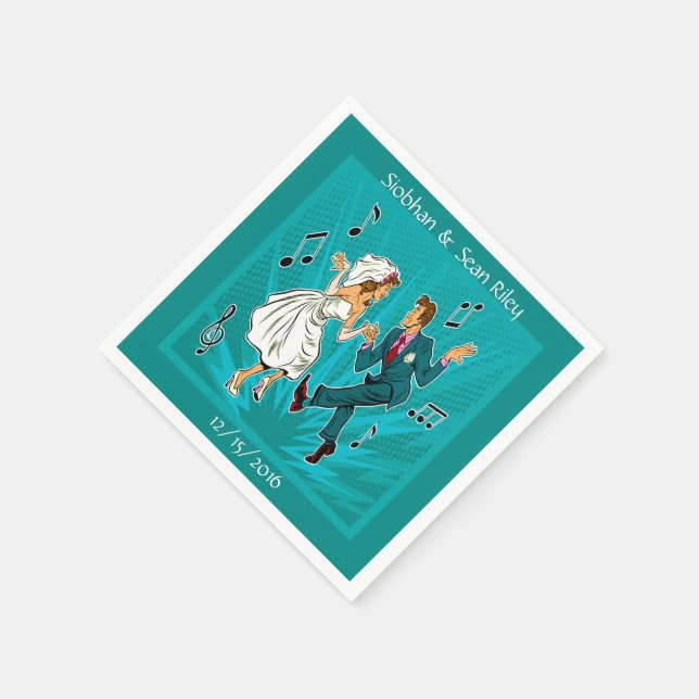 Serviette En Papier Pop Art Mariage Couple Dancing Cocktail Napkins (Coin)