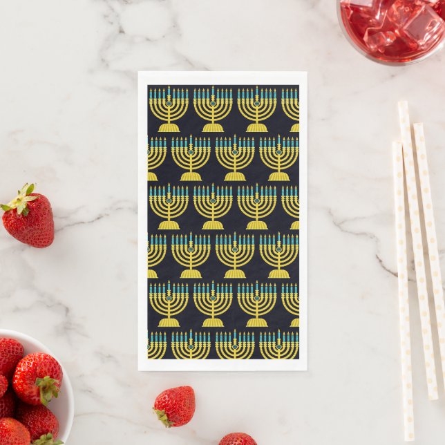Serviette En Papier Pop Art Menorah Napkins (En situation)