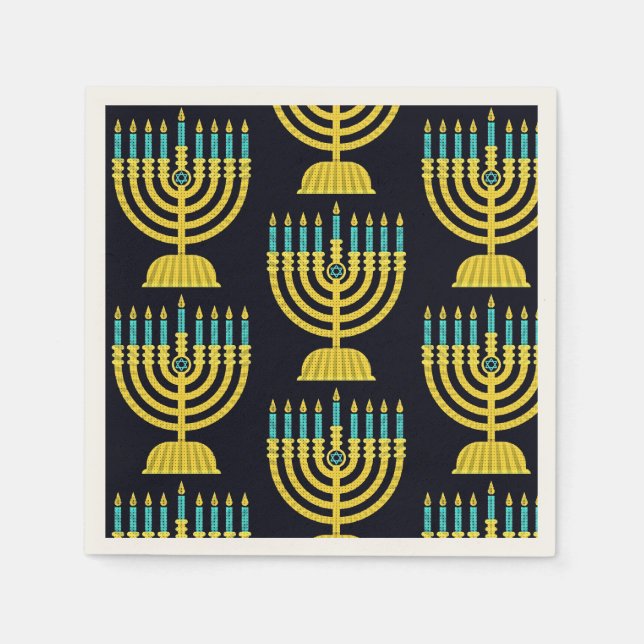Serviette En Papier Pop Art Menorah Napkins (Devant)