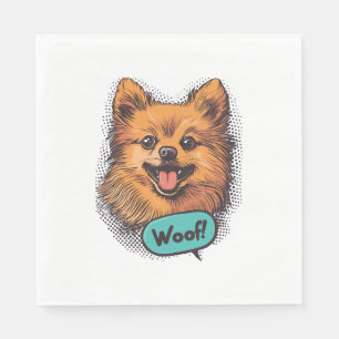 Serviette En Papier Pop Art Pomeranian - Retro Comic Chien