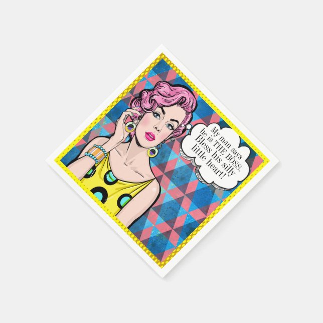Serviette En Papier Pop Art Relatiship Humour Cocktail Napkin (Coin)