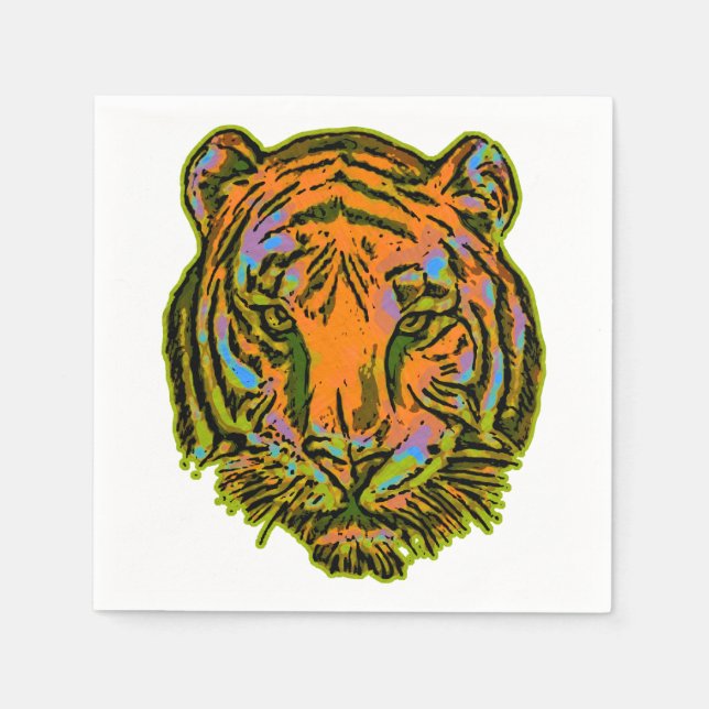 Serviette En Papier Pop Art TIGER HEAD + votre backgr. & idées (Devant)