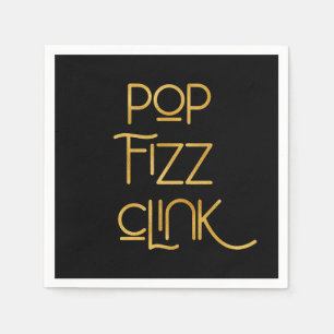 Serviette En Papier Pop Fizz Clink Élégante Typographie