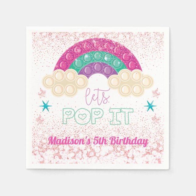 Serviette En Papier Pop It Anniversaire Rainbow Personnalisé (Devant)