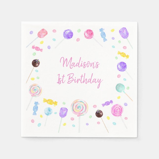 Serviette En Papier Pop It Rainbow Pink Gold Anniversaire (Devant)