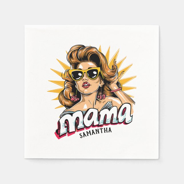 Serviette En Papier Pop Mama Retro Personnalisé Art 1 (Devant)