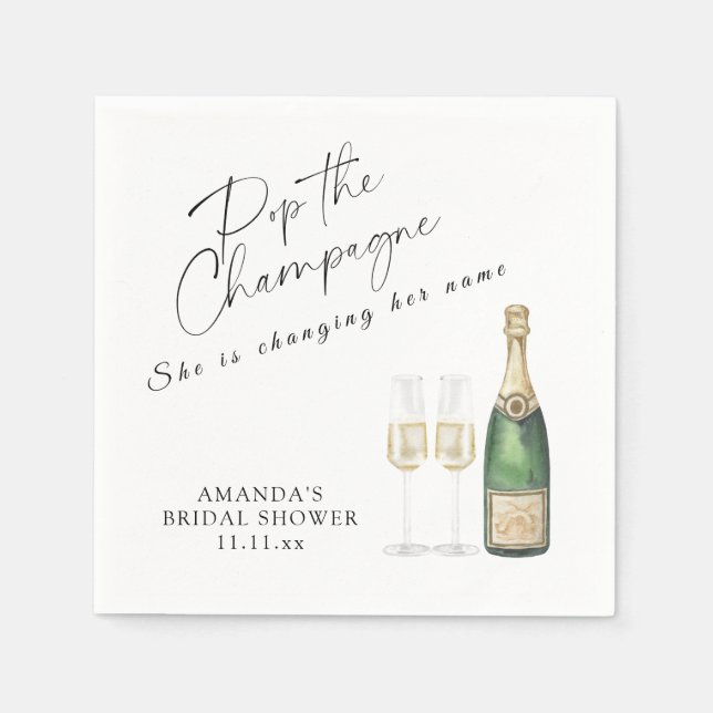 Serviette En Papier Pop the Champagne Bridal shower (Devant)