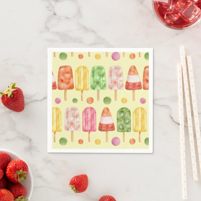 Serviette En Papier Popcicules de fruits (En situation)