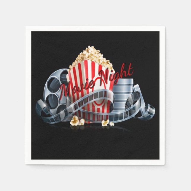 Serviette En Papier Popcorn soirée cinéma (Devant)