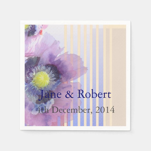 Serviette En Papier Poppies Dans Mariage Aquarelle (Devant)