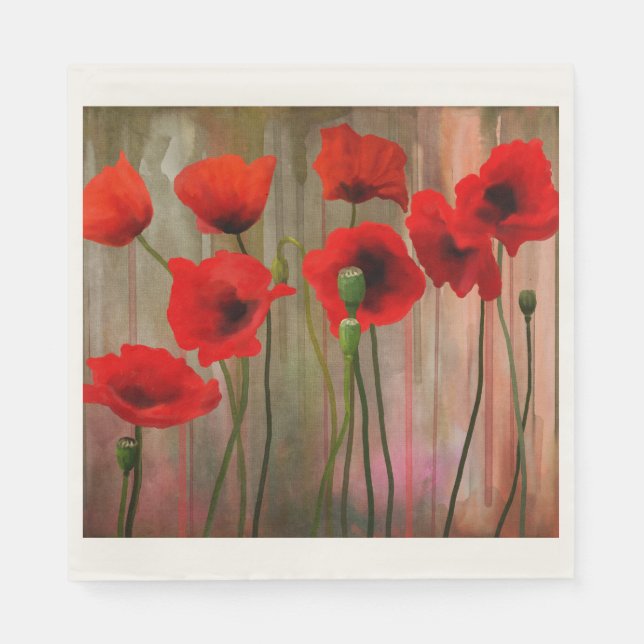 Serviette En Papier Poppies d'aquarelle (Devant)