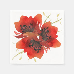 Serviette En Papier Poppies du jardin rouge vif