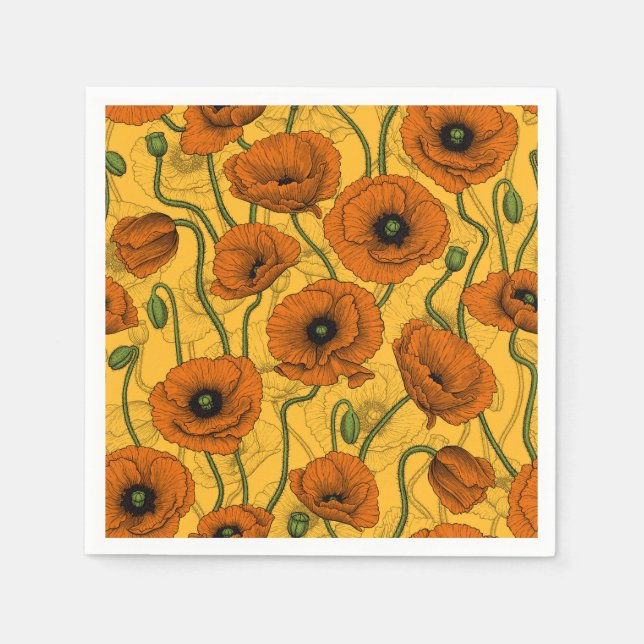 Serviette En Papier Poppies orange (Devant)