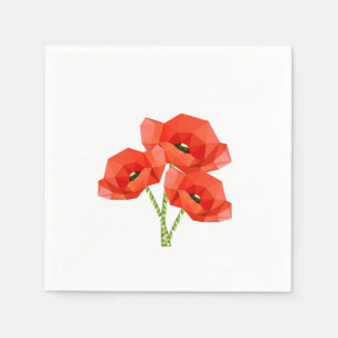 Serviette En Papier Poppies Red Origami