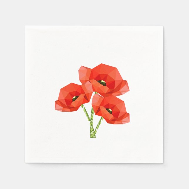Serviette En Papier Poppies Red Origami (Devant)