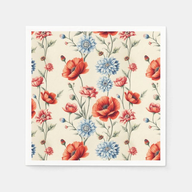 Serviette En Papier Poppy et Dahlia (Devant)