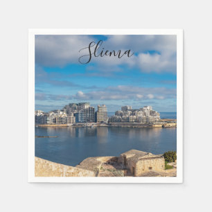 Serviette En Papier Port de Sliema et gratte-ciel à Malte
