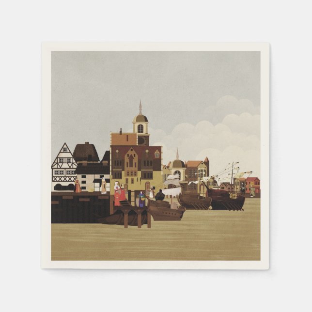 Serviette En Papier Port médiéval (Devant)