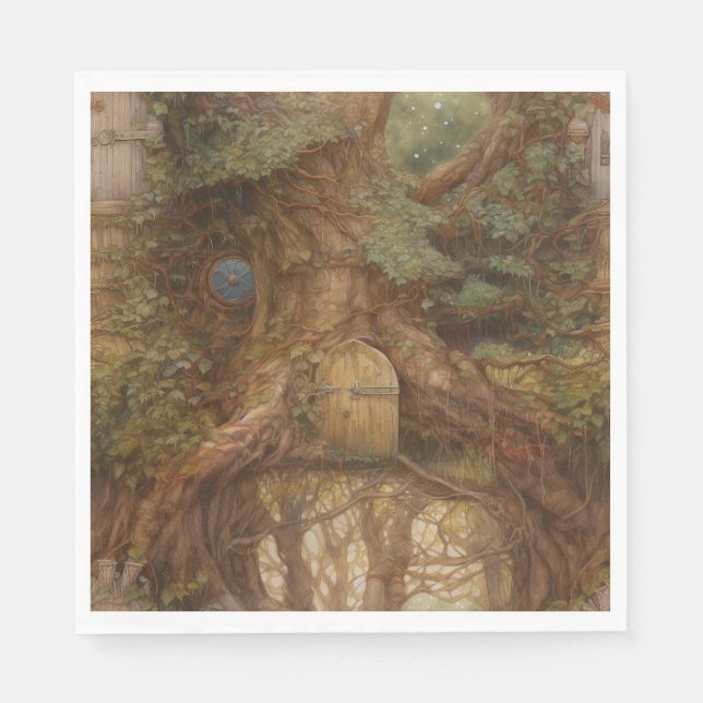 Serviette En Papier Porte de Fée de la Forêt (Devant)