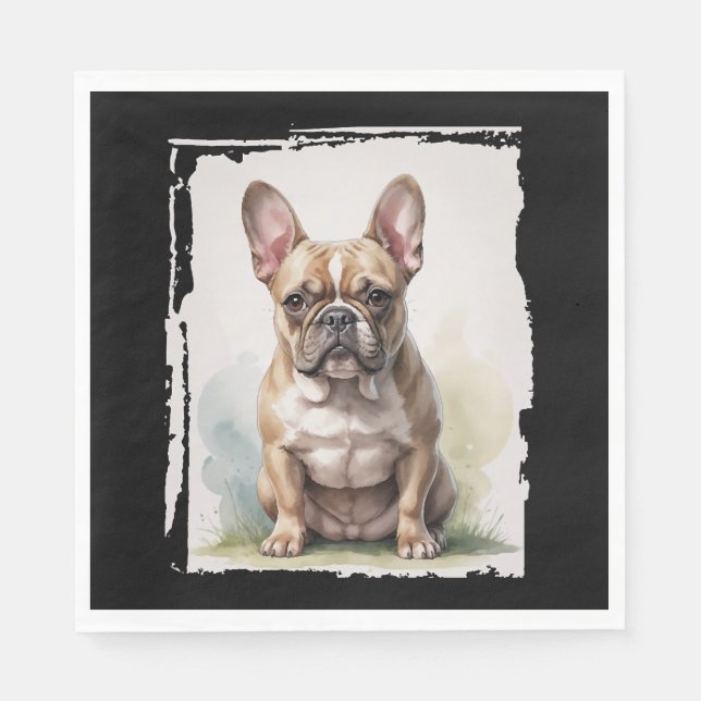 Serviette En Papier Portrait de Bouledogue Français (Devant)